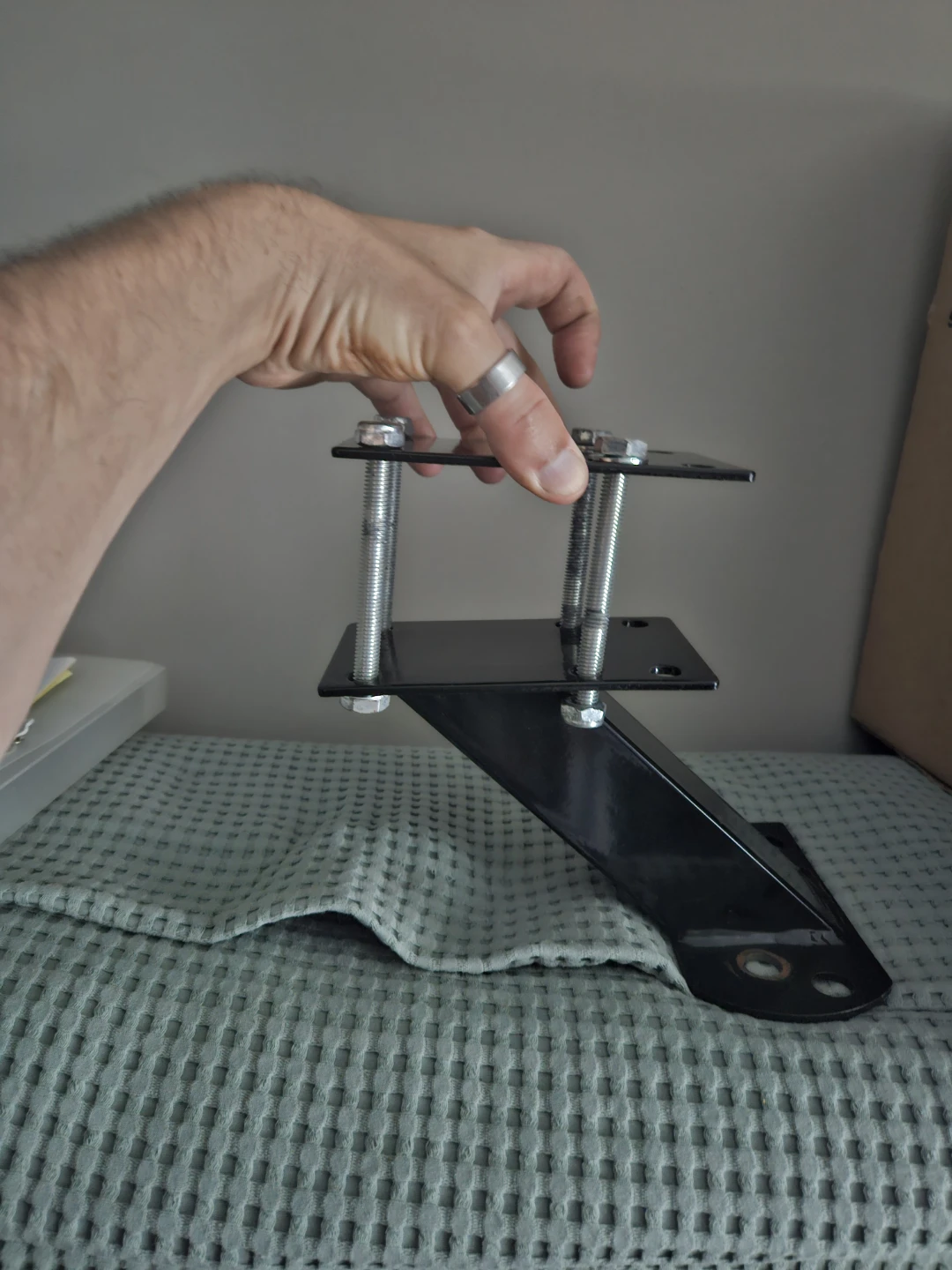 Black Metal Spare Tire Mounting Bracket