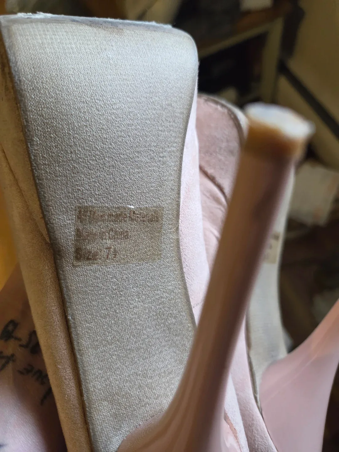 Pink Suede Heeled Shoes with Flower Embellishment - Size 7.5 - photo 5
