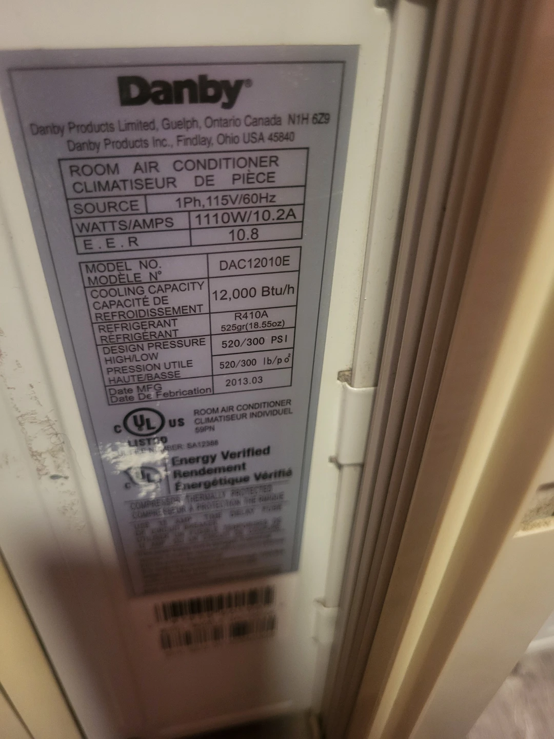 Danby Room Air Conditioner DAC12010E 12,000 BTU/h - photo 3