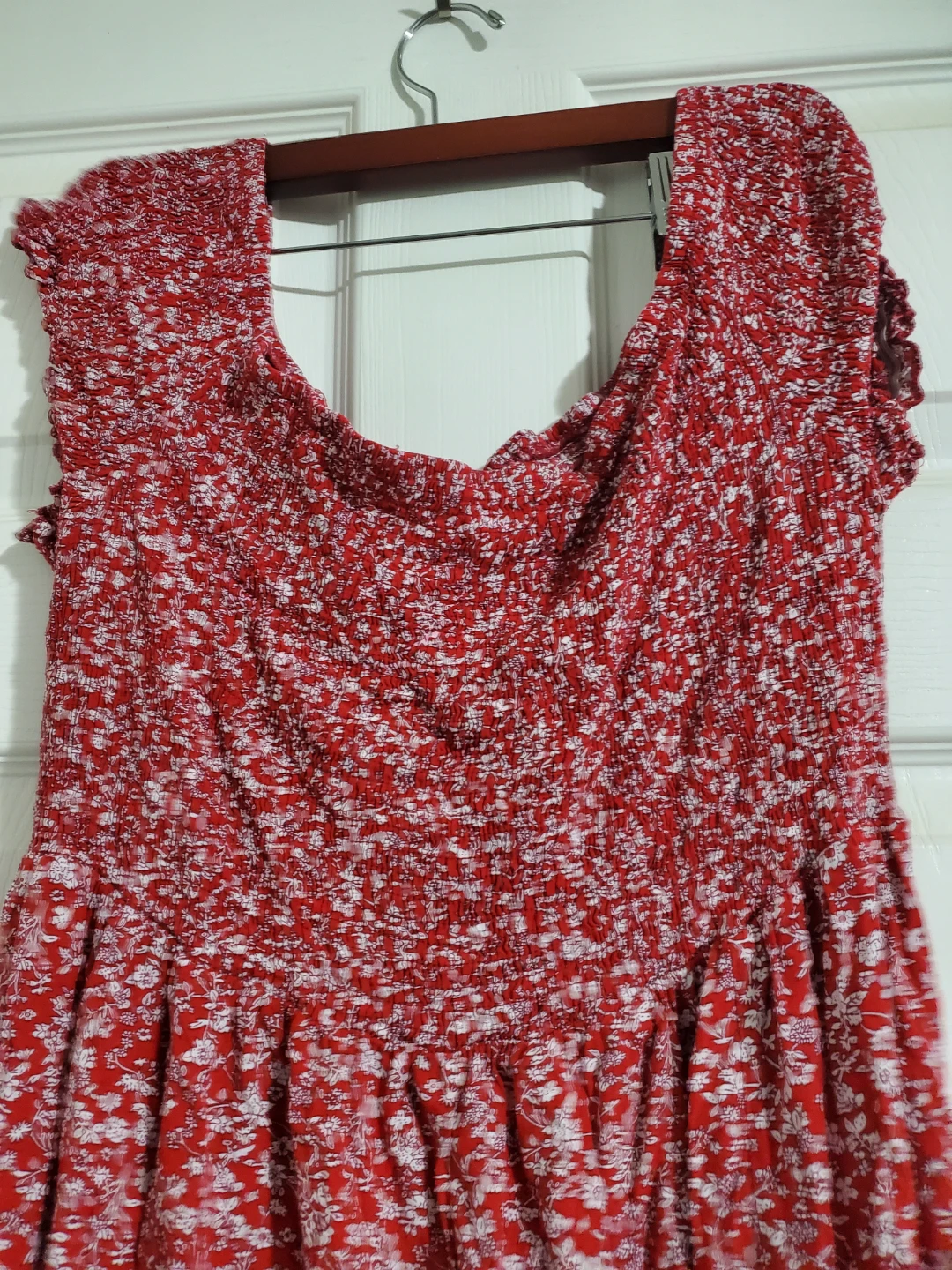 Women's Red Floral Smocked Maxi Dress 3XL - photo 4