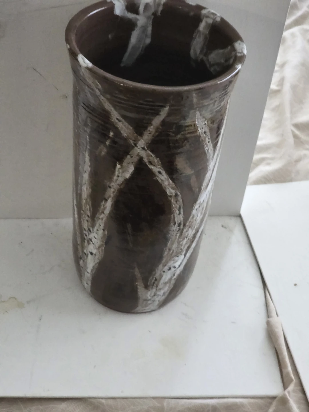 11" hand made vase with glaze featuring g burches - photo 2