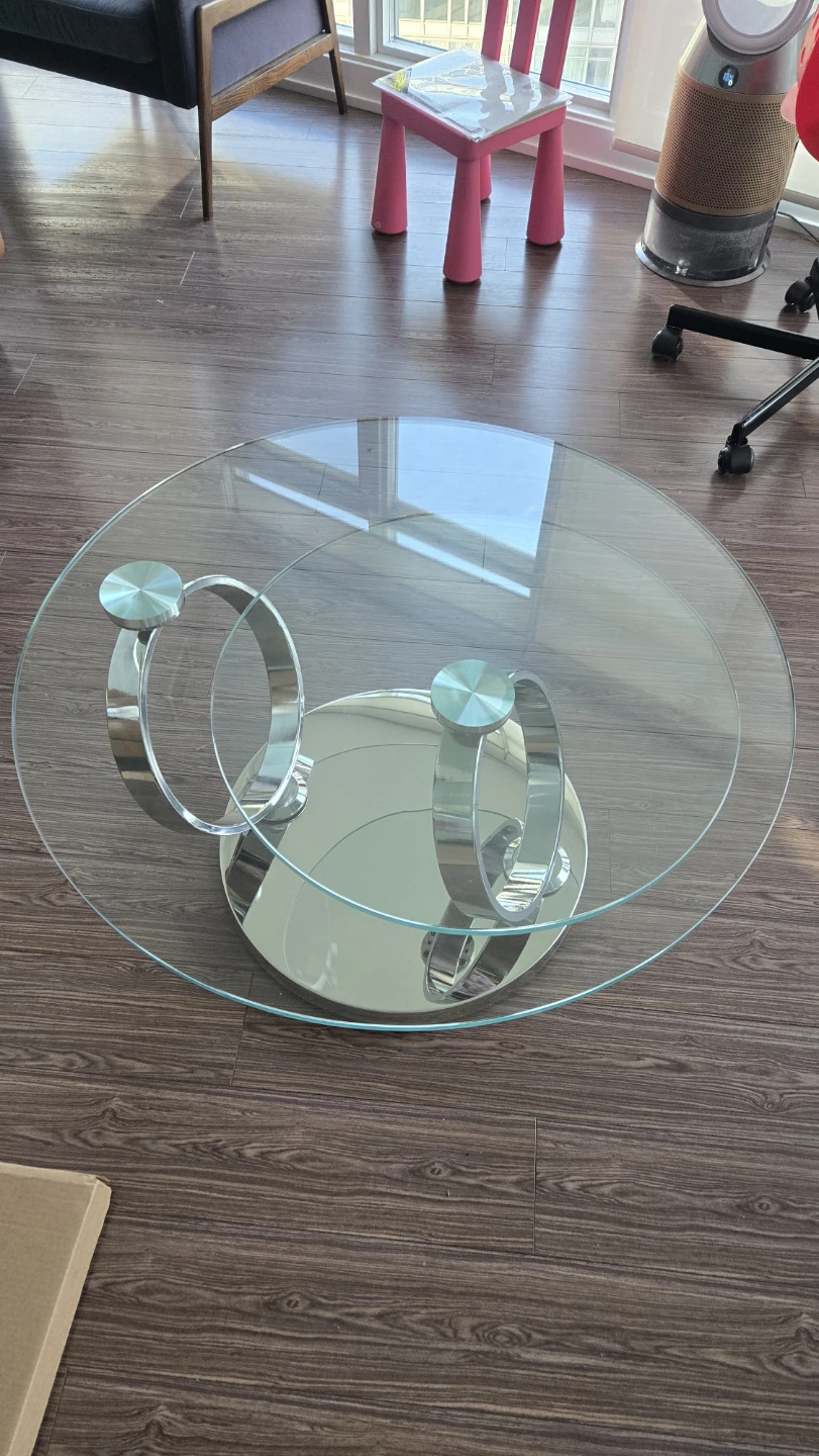 Modern Glass Coffee Table with Chrome Base