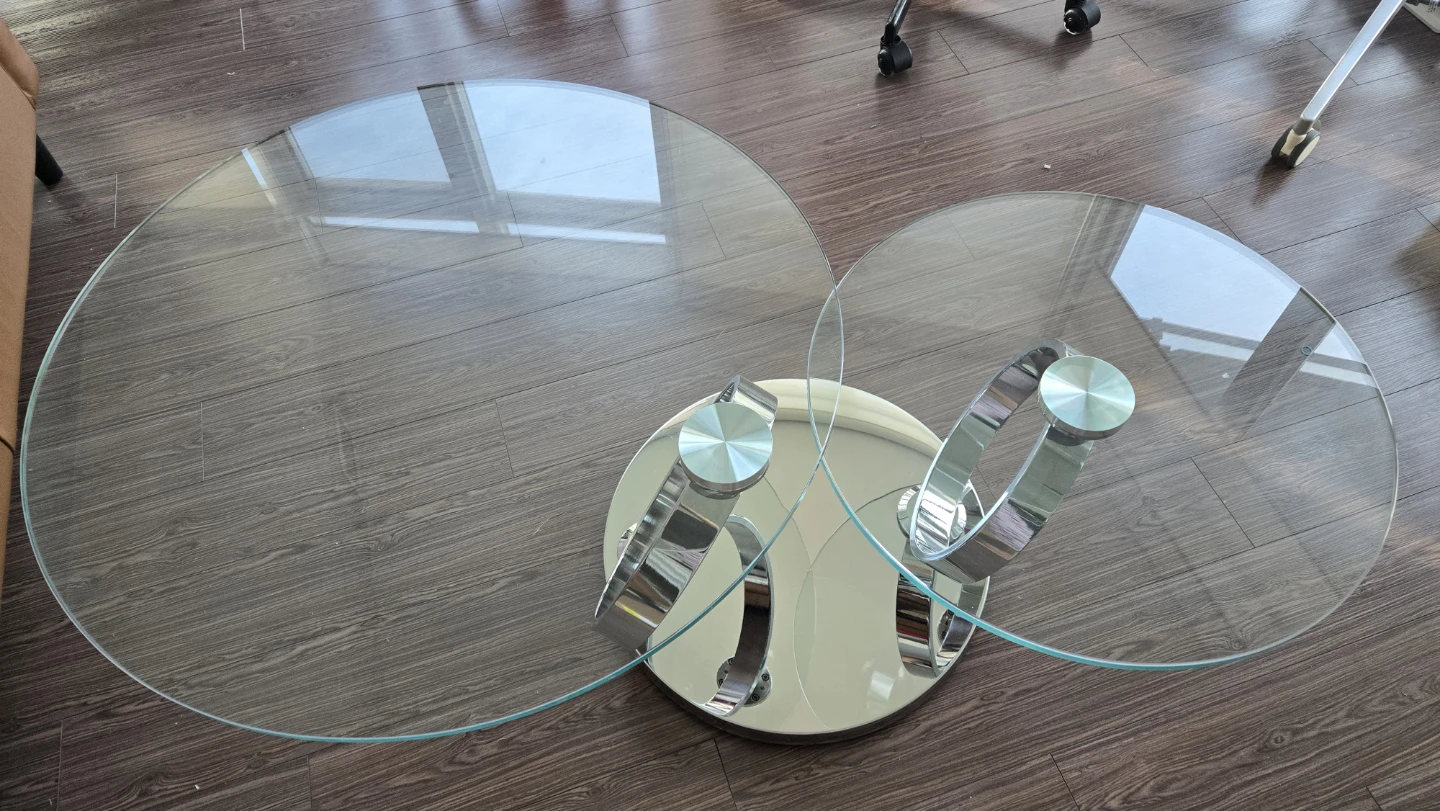 Modern Glass Coffee Table with Chrome Base - photo 3