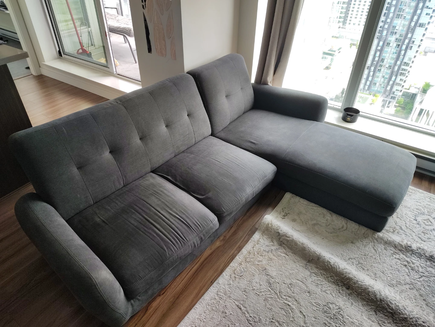 Grey Sectional Sofa with Chaise - photo 2