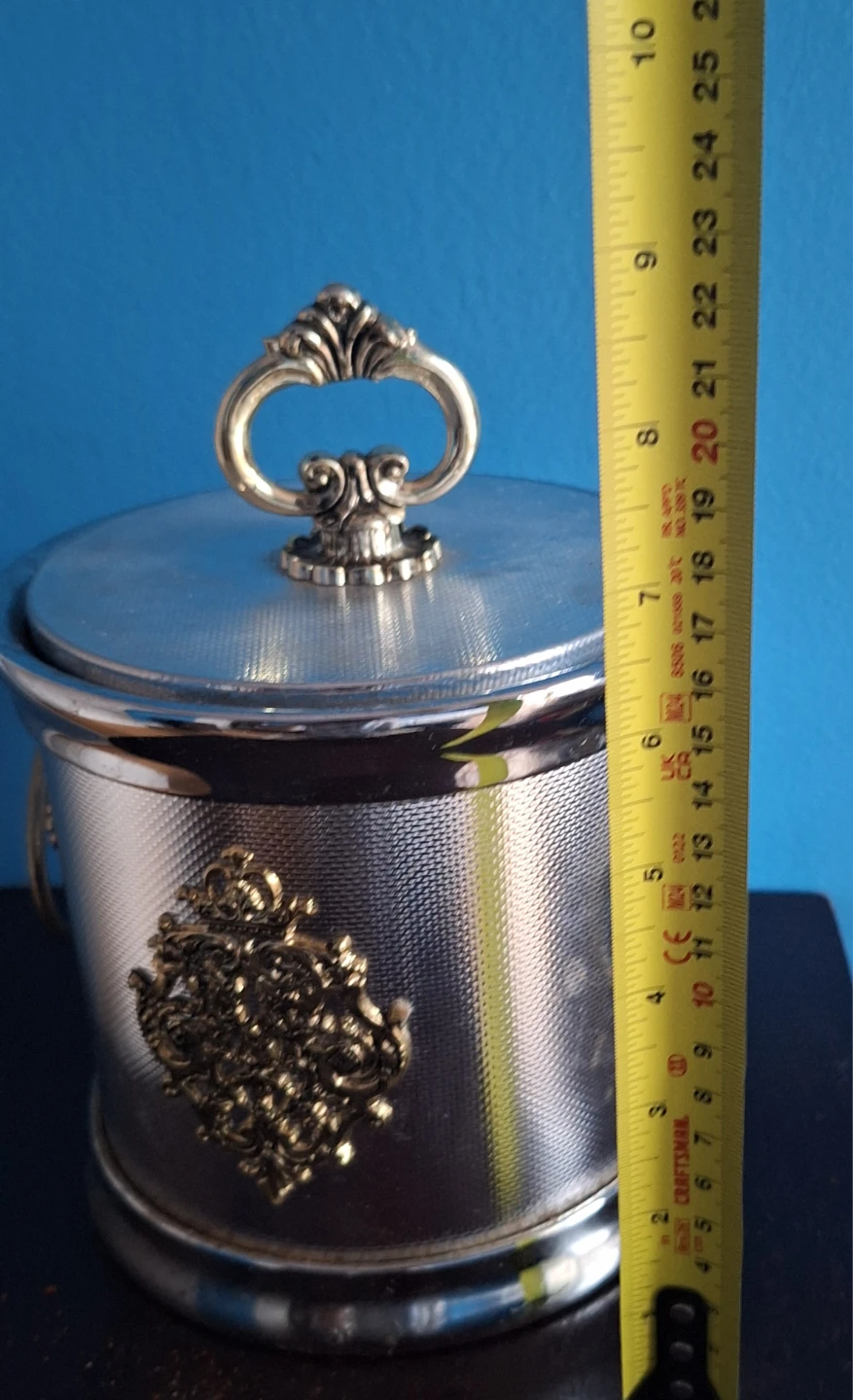 Vintage Silver Tone Ice Bucket with Ram Head Detail - photo 4