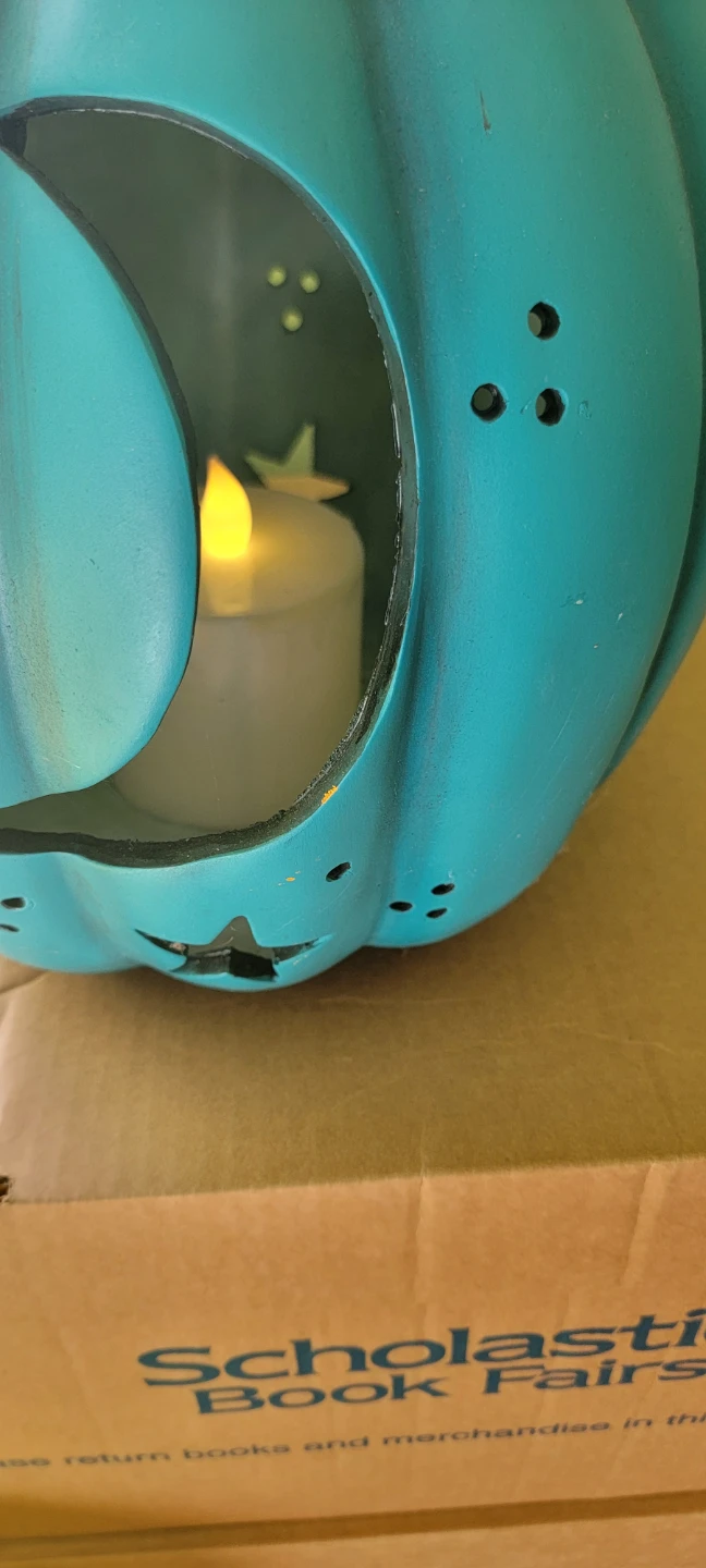 Teal Pumpkin Lantern with Moon and Stars - photo 2