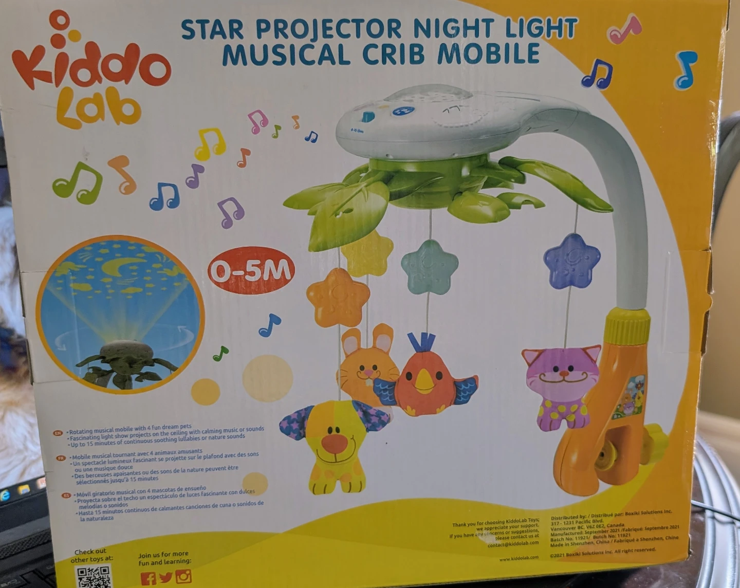 Kiddo Lab Star Projector Night Light Musical Crib Mobile