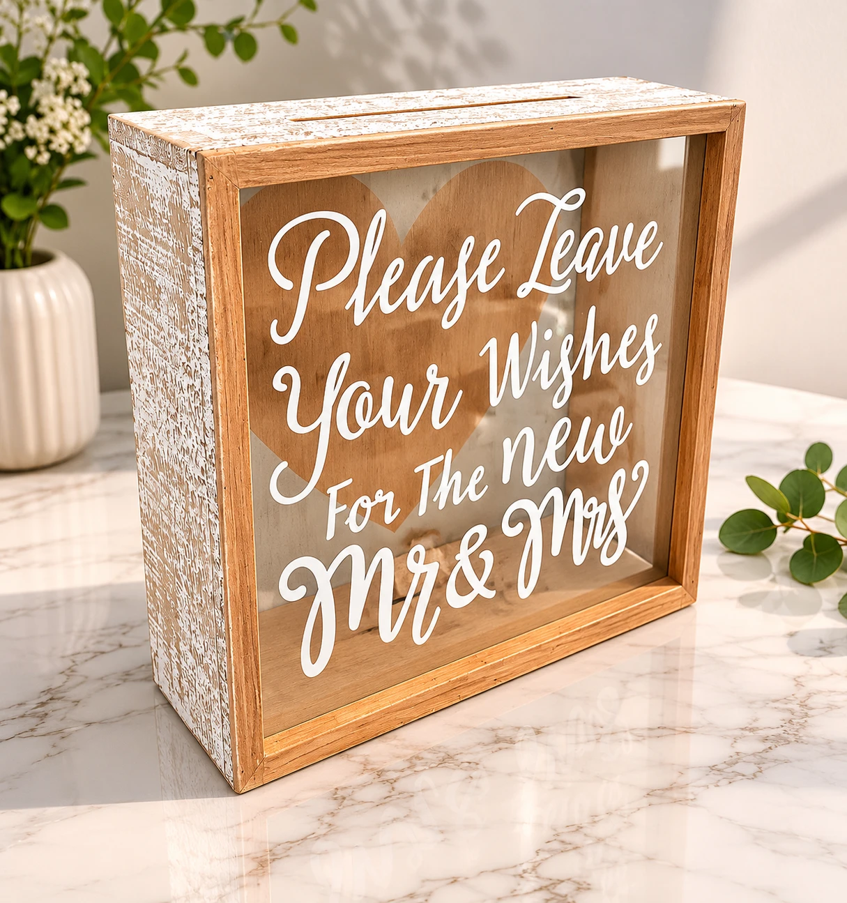 Wooden "Mr & Mrs" Wishes Box