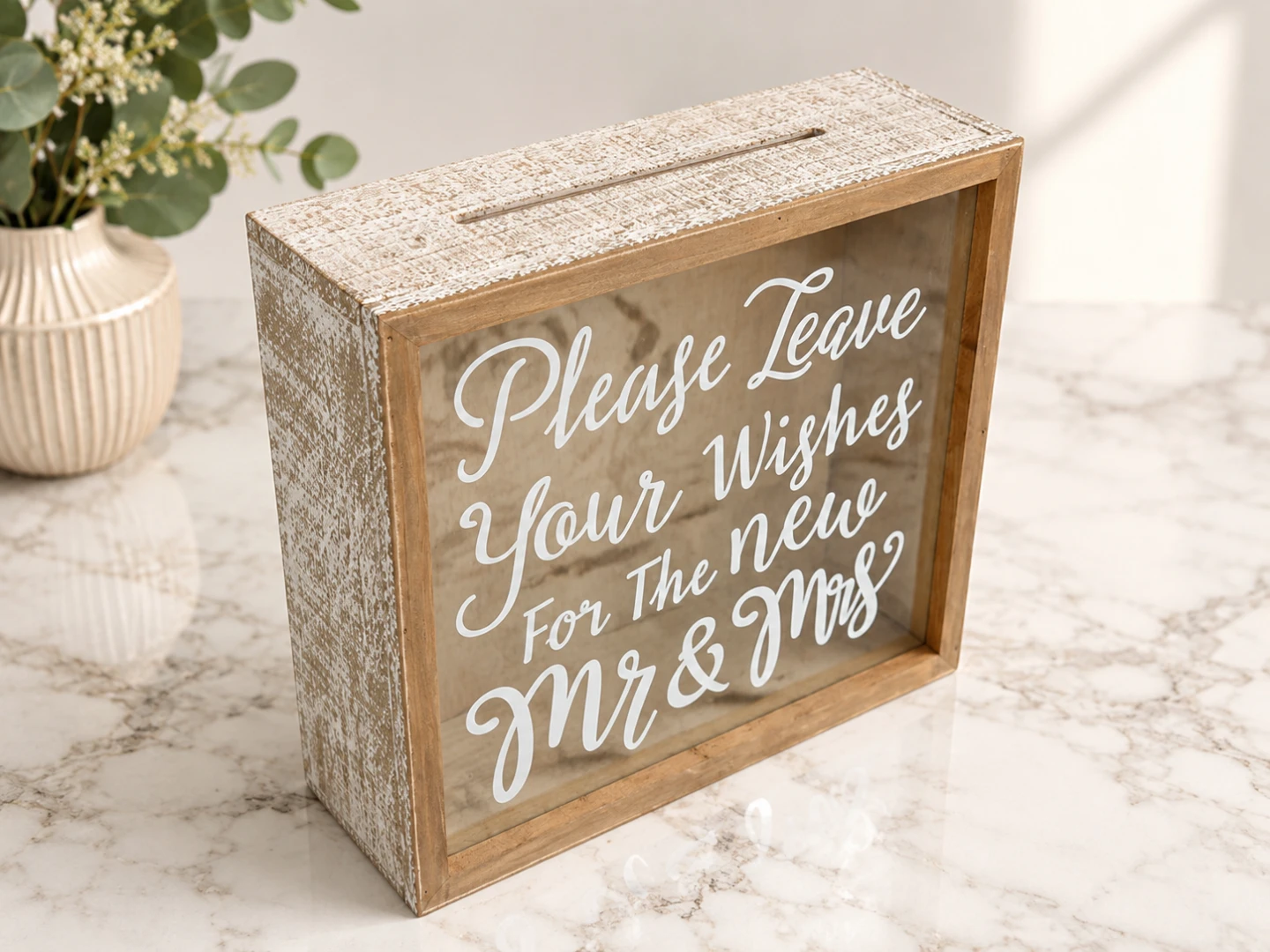 Wooden "Mr & Mrs" Wishes Box - photo 2