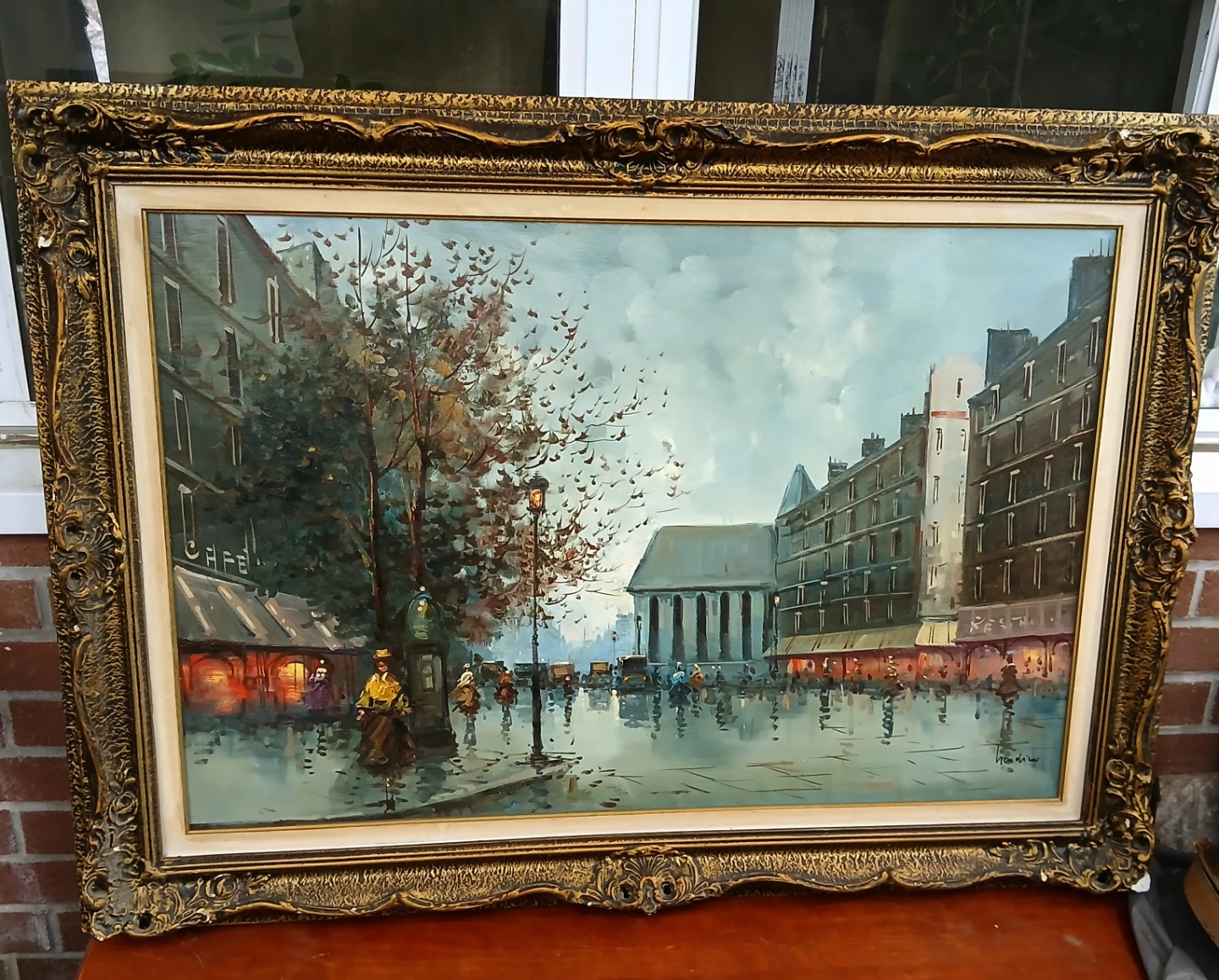 Original Oil Painting - Parisian Street Scene by Hendriau