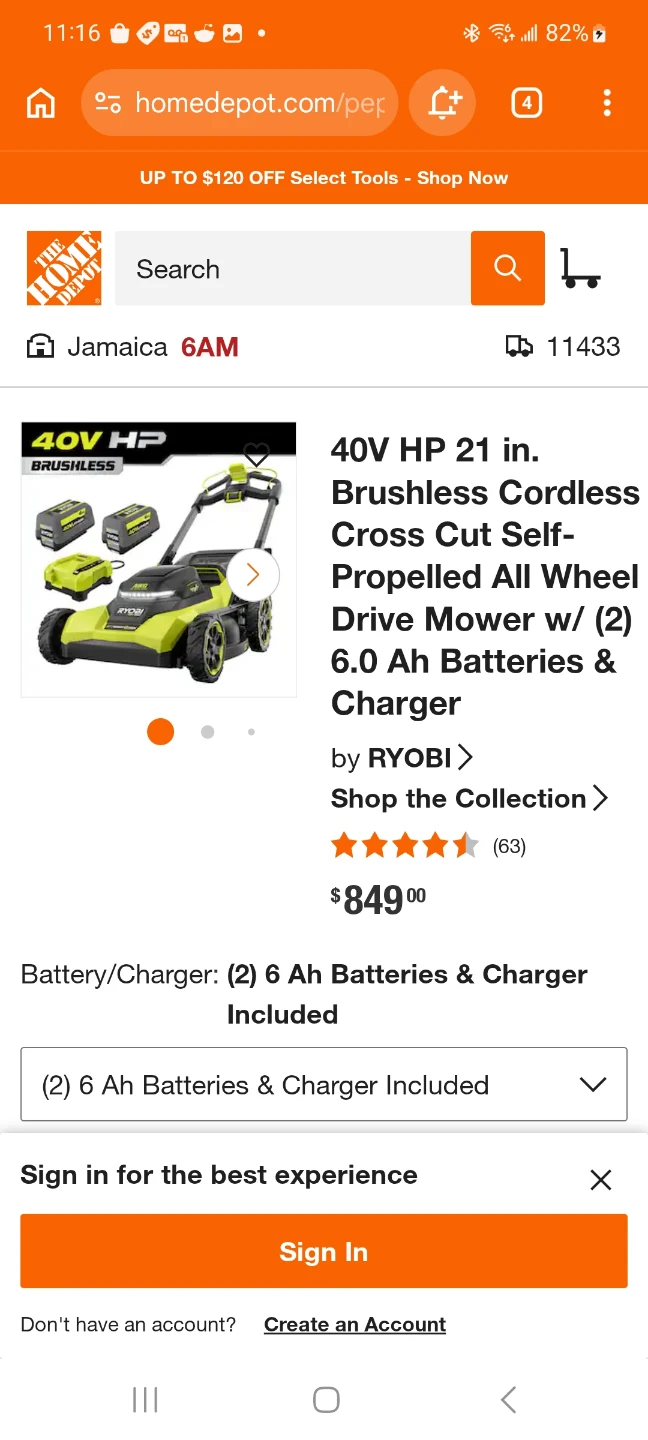 Ryobi 40v Brushless Cordless Mower include Batteries & Charger