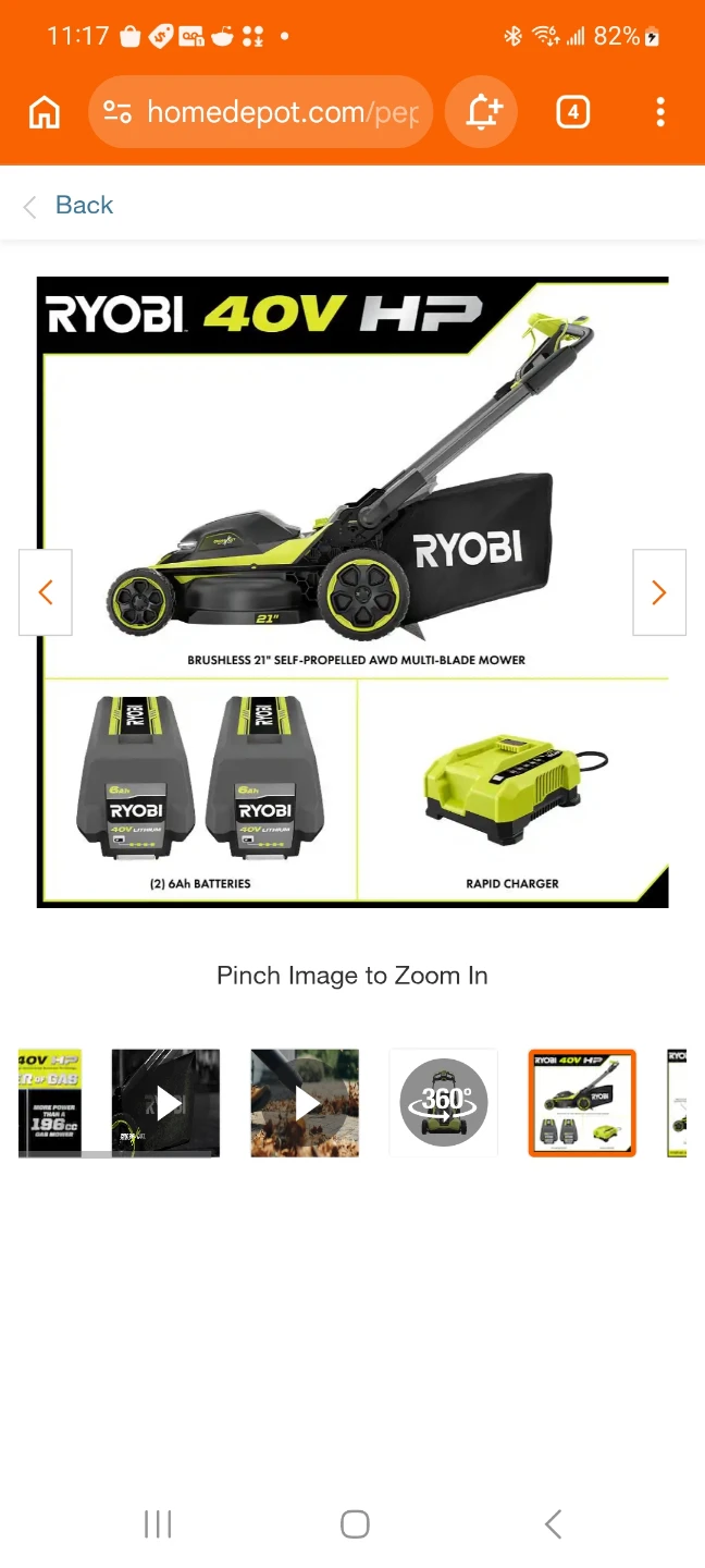 Ryobi 40v Brushless Cordless Mower include Batteries & Charger - photo 3