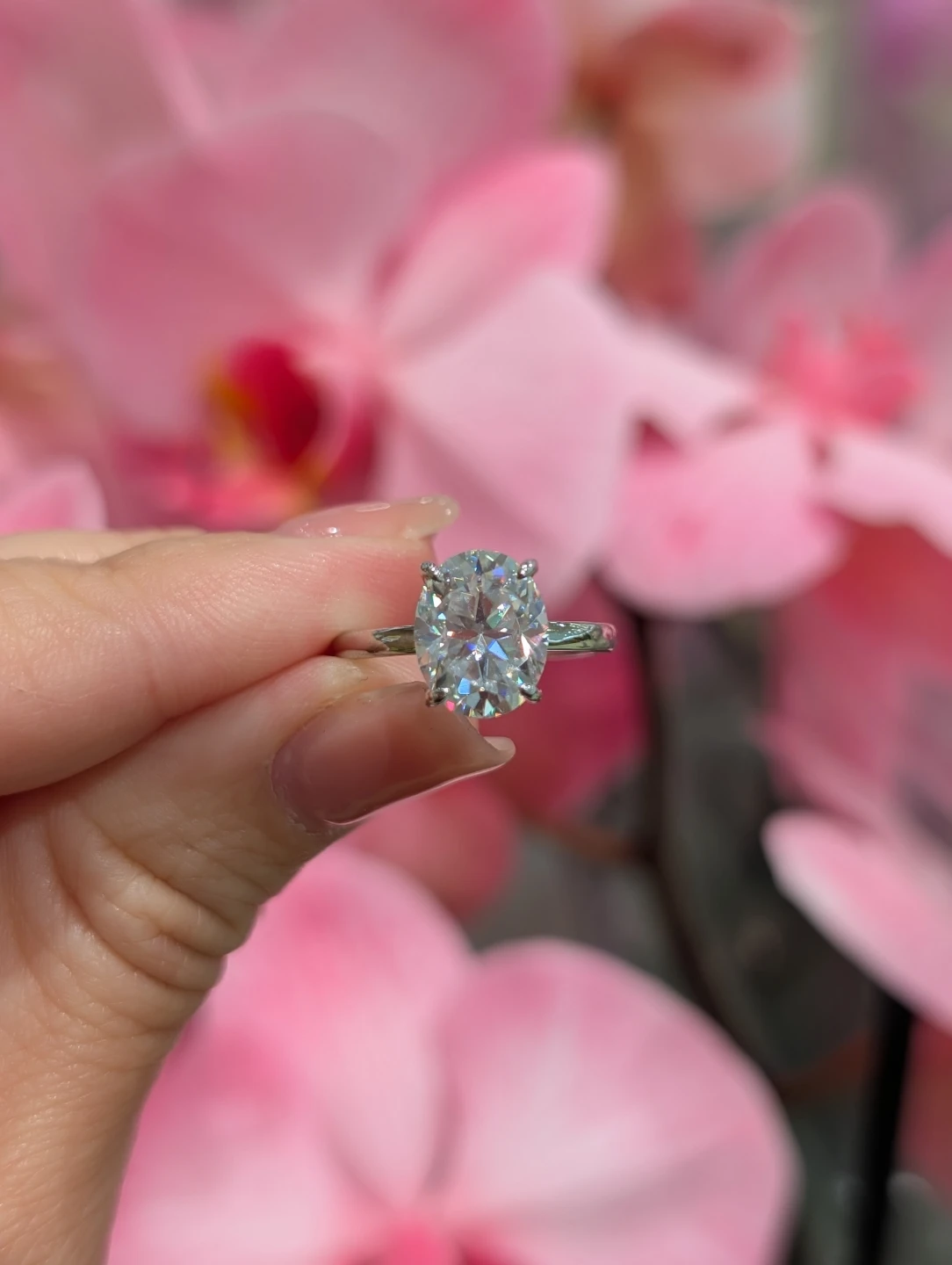💍 3CT Oval Cut Moissanite Solitaire Ring | 925 Sterling Silver