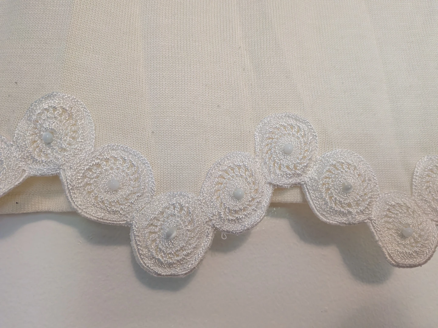 Cream Knit Top with Lace Trim - photo 2