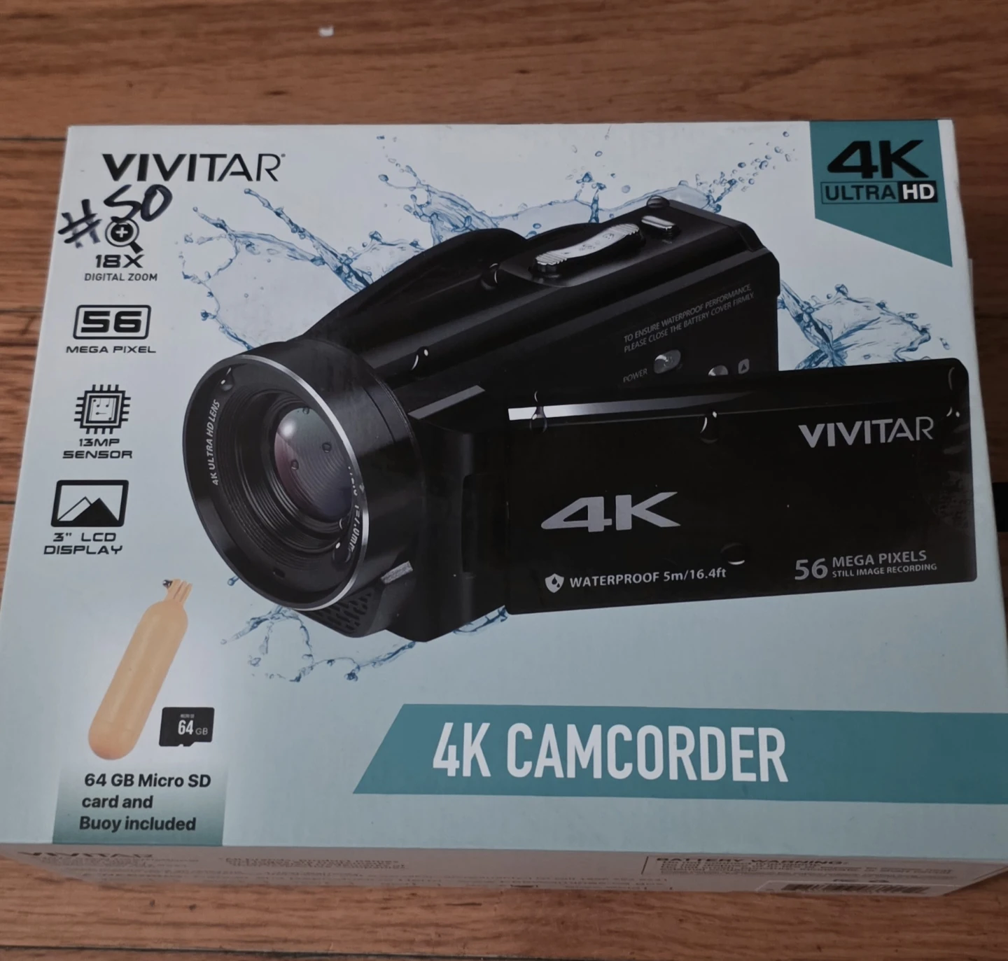 Vivitar 4K Camcorder with 64 GB Micro SD Card and Buoy