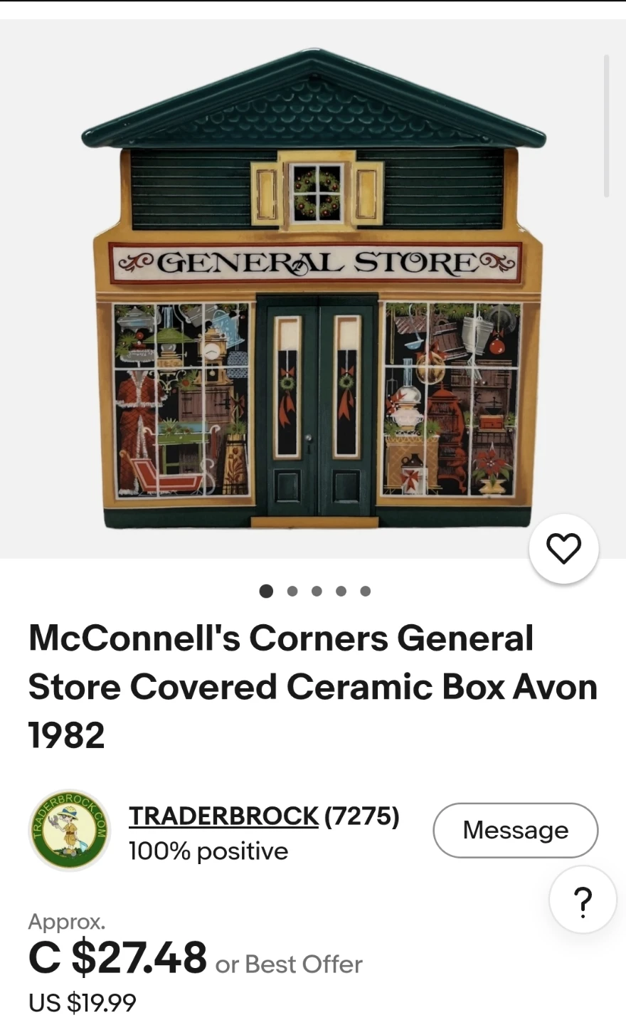 Avon McConnell's Corners General Store Ceramic Box 1982