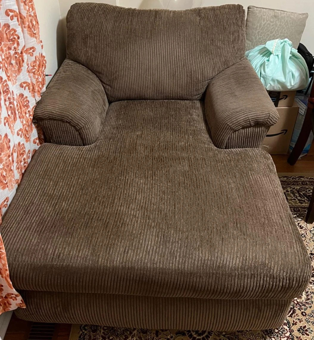 Brown Corduroy Chaise Lounge Chair