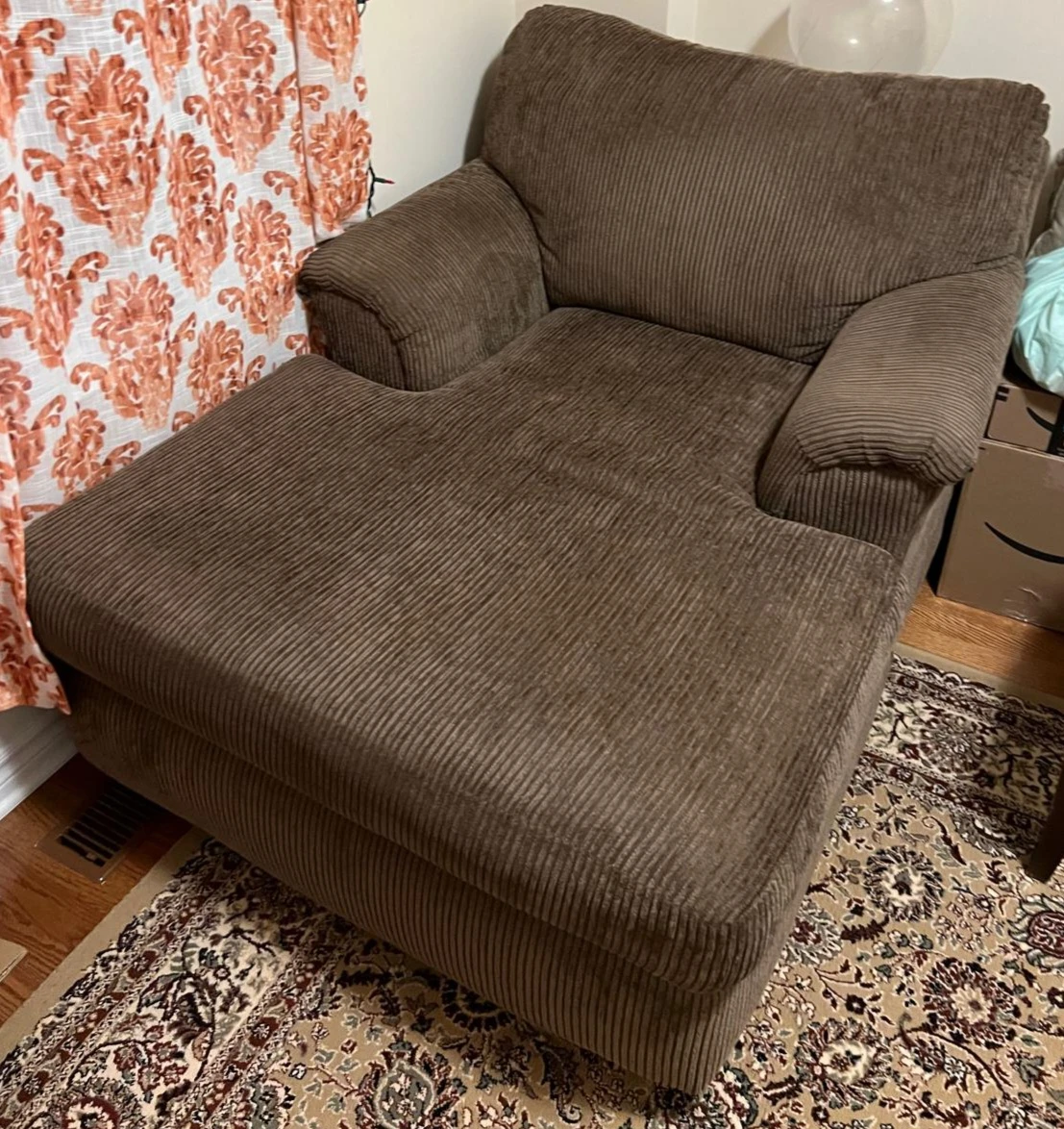 Brown Corduroy Chaise Lounge Chair - photo 2