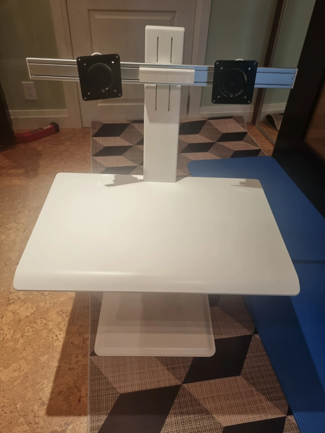 White Adjustable Dual Monitor Desk Riser