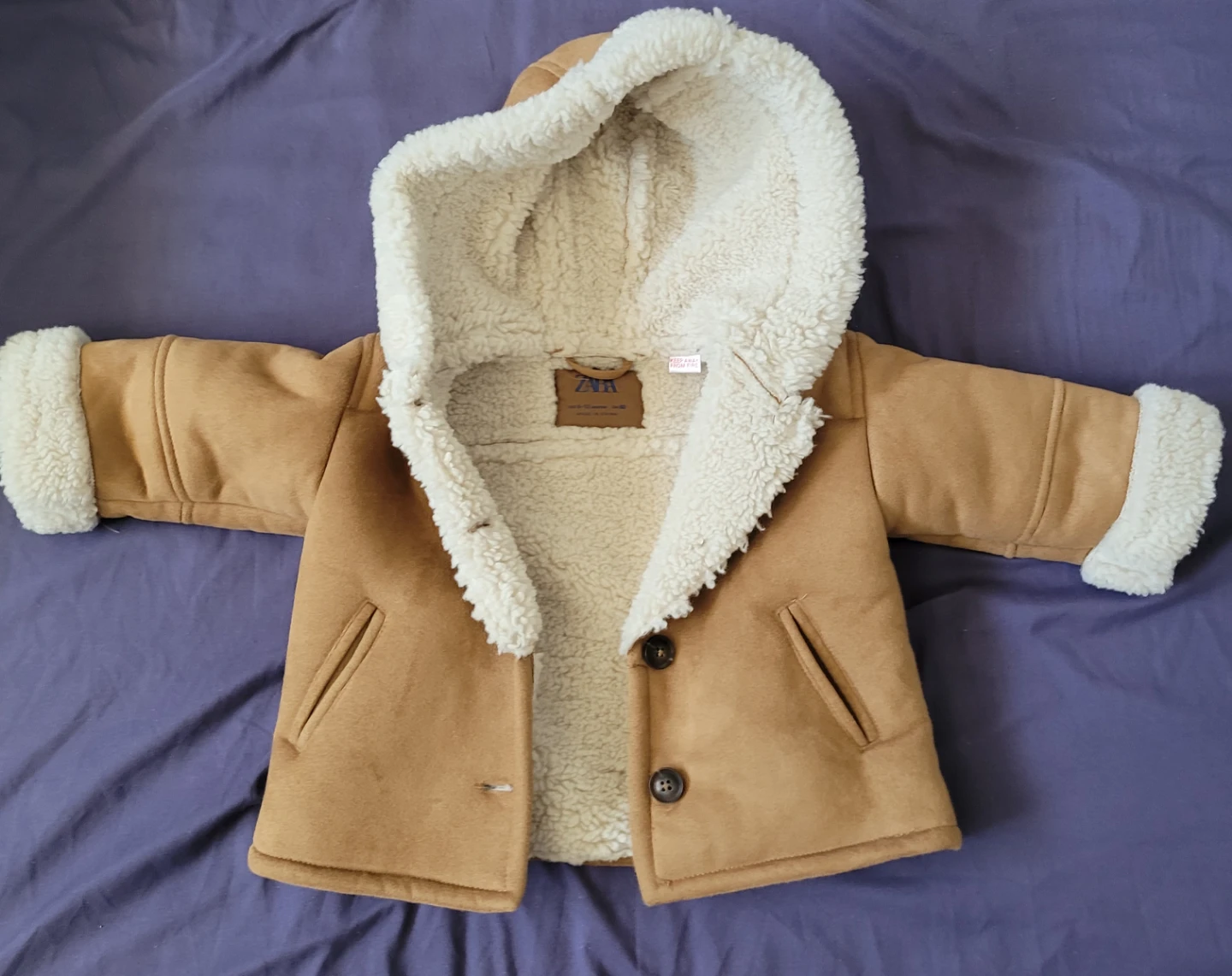 Zara Baby Boys Sherpa Lined Winter Jacket - 9-12 Months