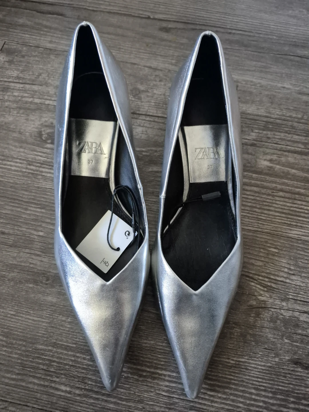 ZARA Silver Metallic Heels - Size 37