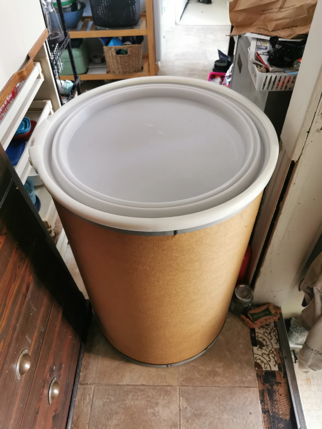 Large Cardboard Drum Container with Lid