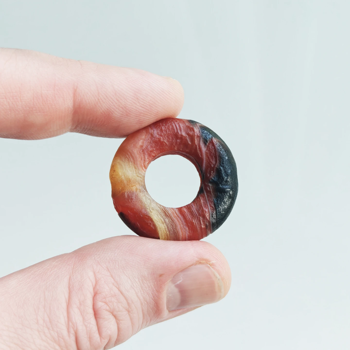 Tibetan Carnelian Agate Dzi Bead Ring Pendant Amulet Talisman - photo 4