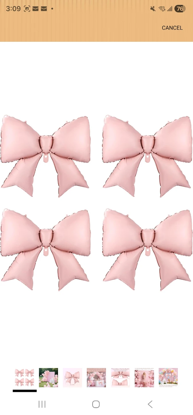 1 Pink Bow Shaped Foil Balloon