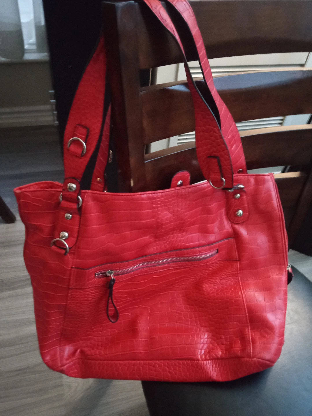 Red Croc-Embossed Tote Bag - photo 2