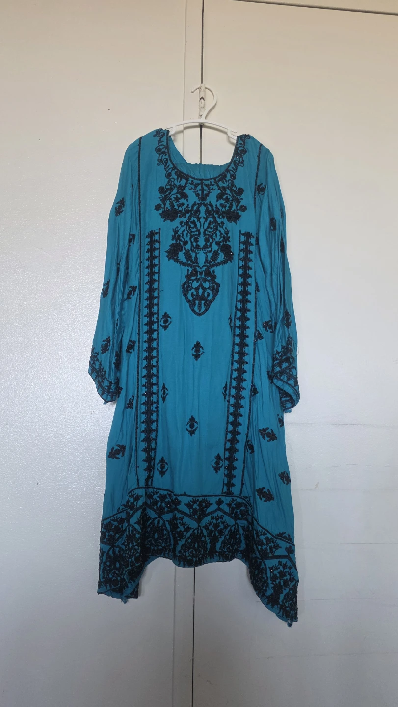 Turquoise Embroidered Kurti