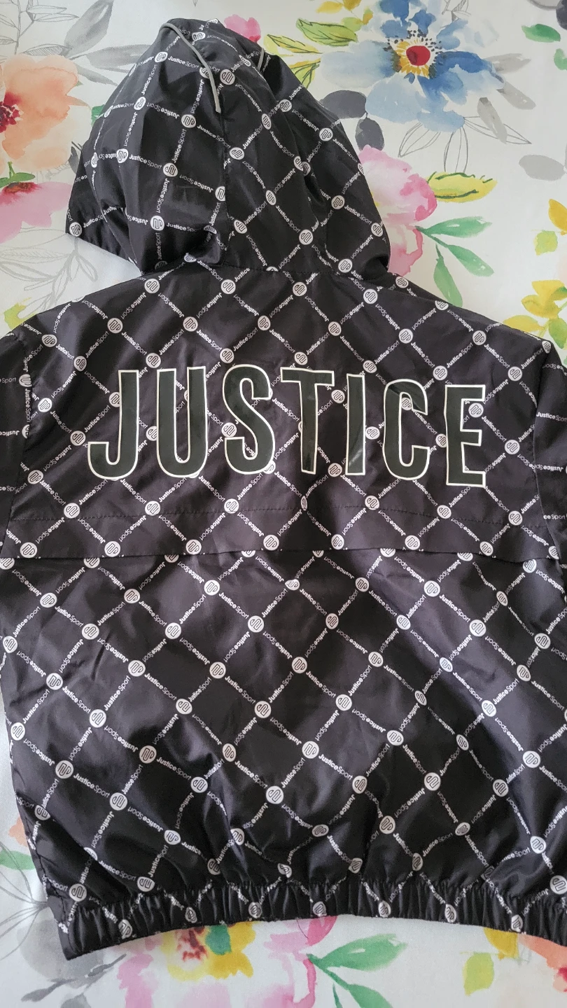 Justice Girls Jacket M/M (10) Black White Patterned Hooded - photo 3