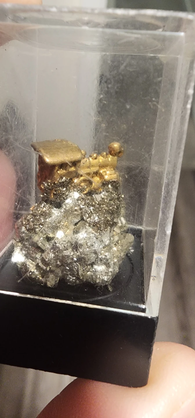 24K G.P. Gold Train Figurine on Pyrite Display