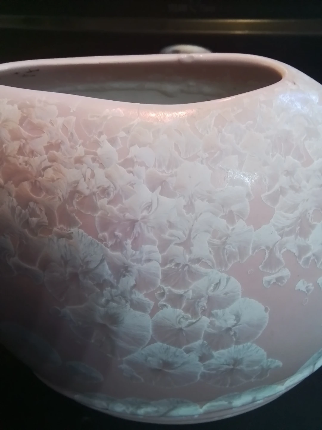 Vintage 1980s Chinese Crystalline Glazed Porcelain Flat Vase - photo 3