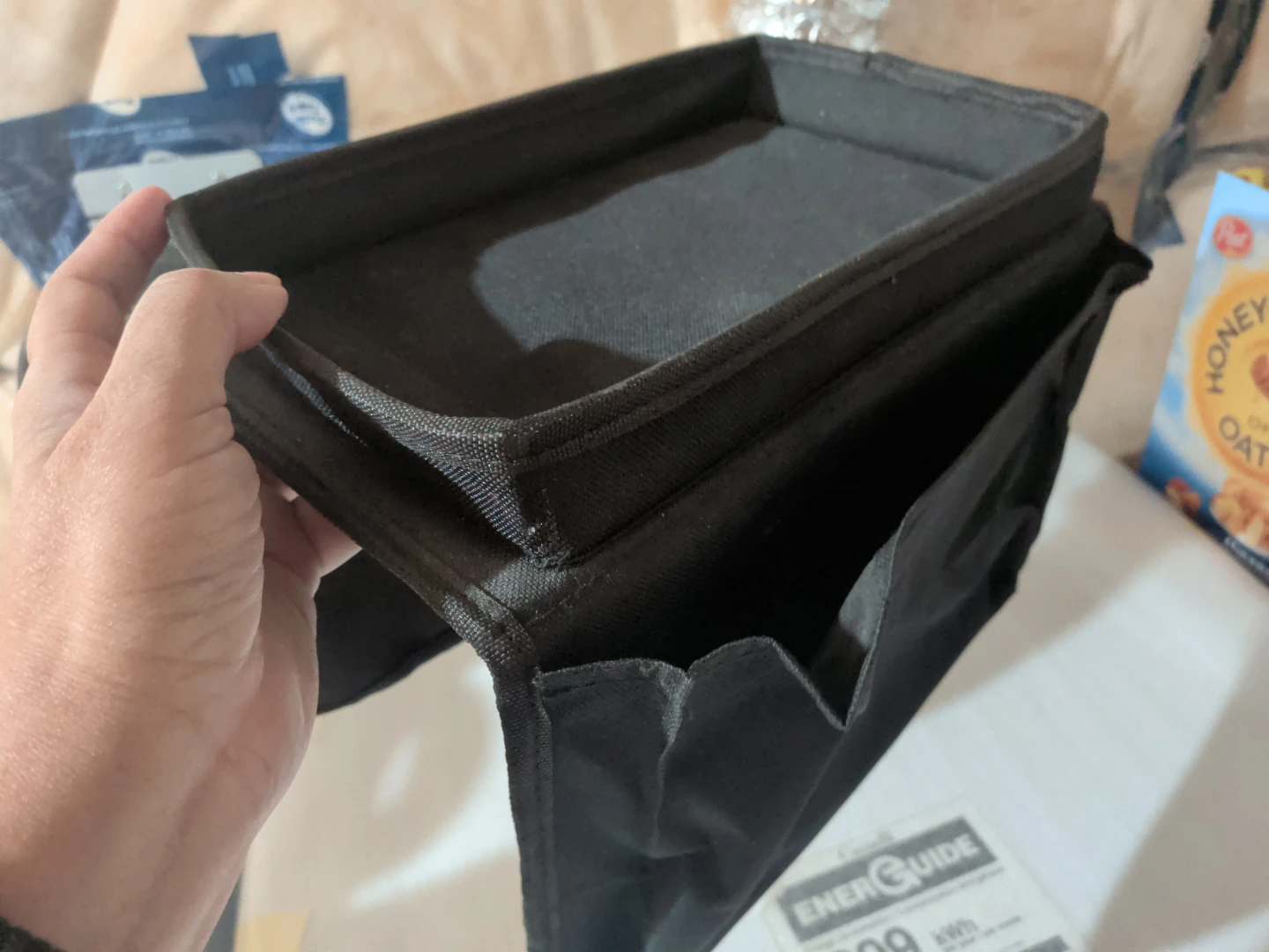 Black Sofa Arm rest Organizer Tray with pockets