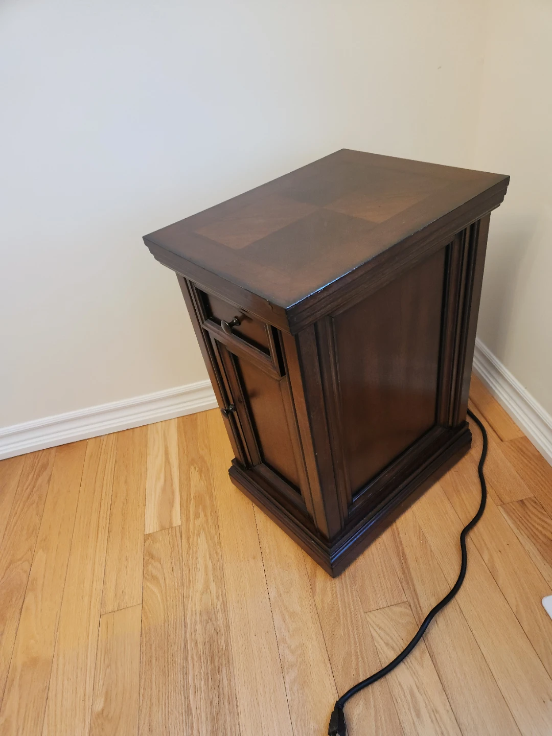Dark Wood End Table with Built-in Outlet and USB Ports - photo 3