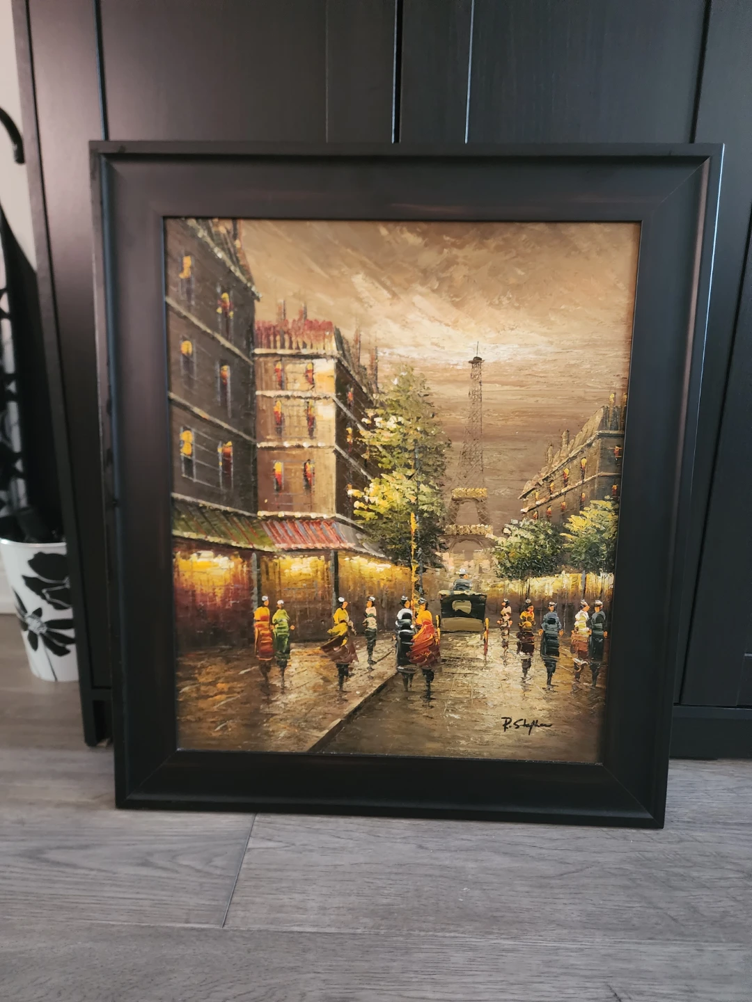 Framed Oil Painting of Paris Street Scene - photo 4