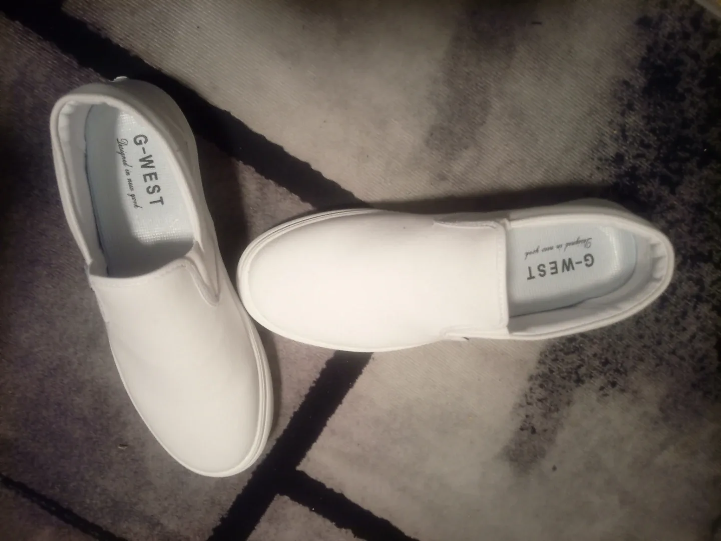 G-WEST White Canvas Slip-On Sneakers - Size US 12 - photo 4