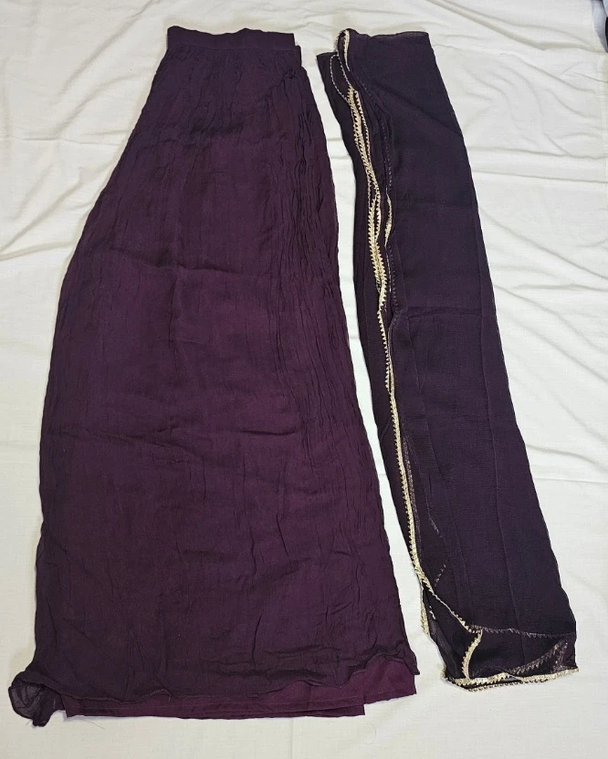 Purple Embroidered Dress with Palazzo Pants and Dupatta - photo 5