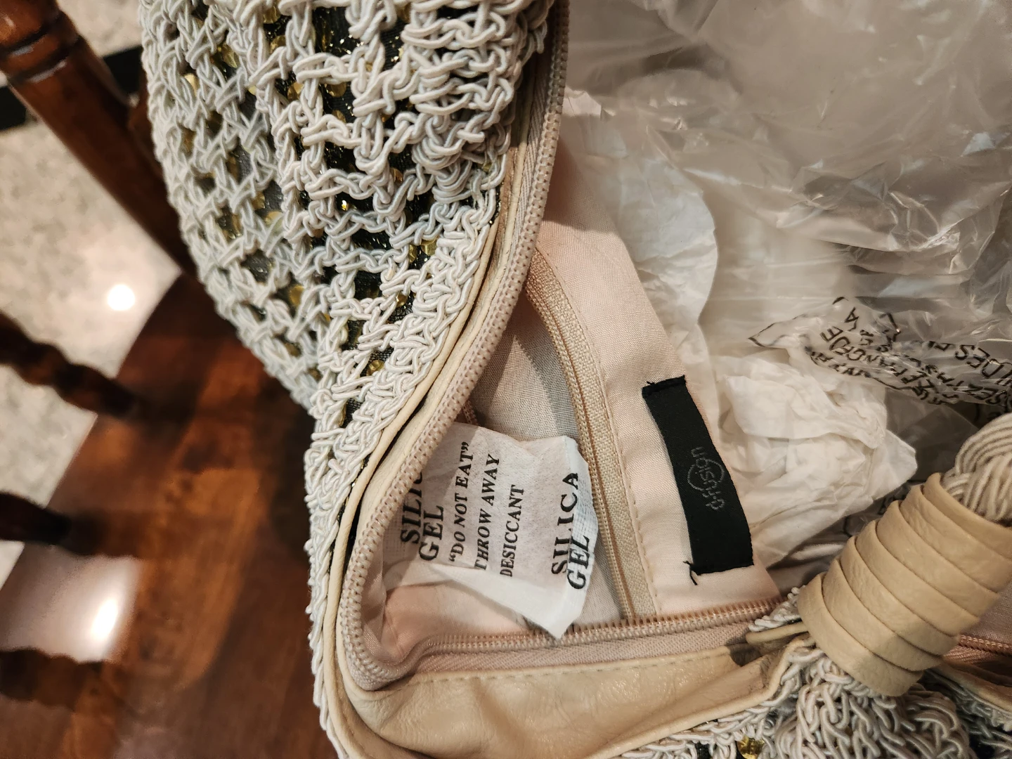 Beige Crochet & Faux Leather Shoulder Bag - photo 4
