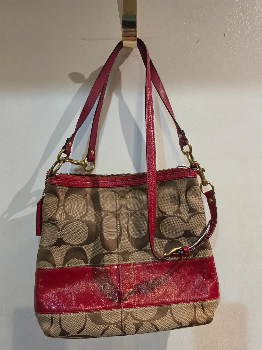Coach Monogram Canvas Leather Shoulder Bag