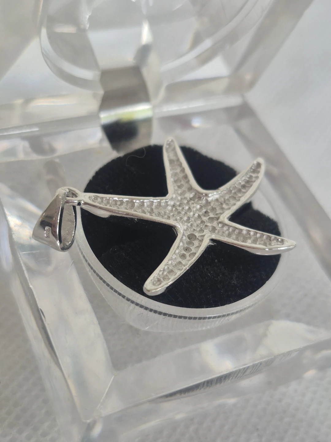Silver Starfish Pendant with Blue Opal Inlay - photo 2