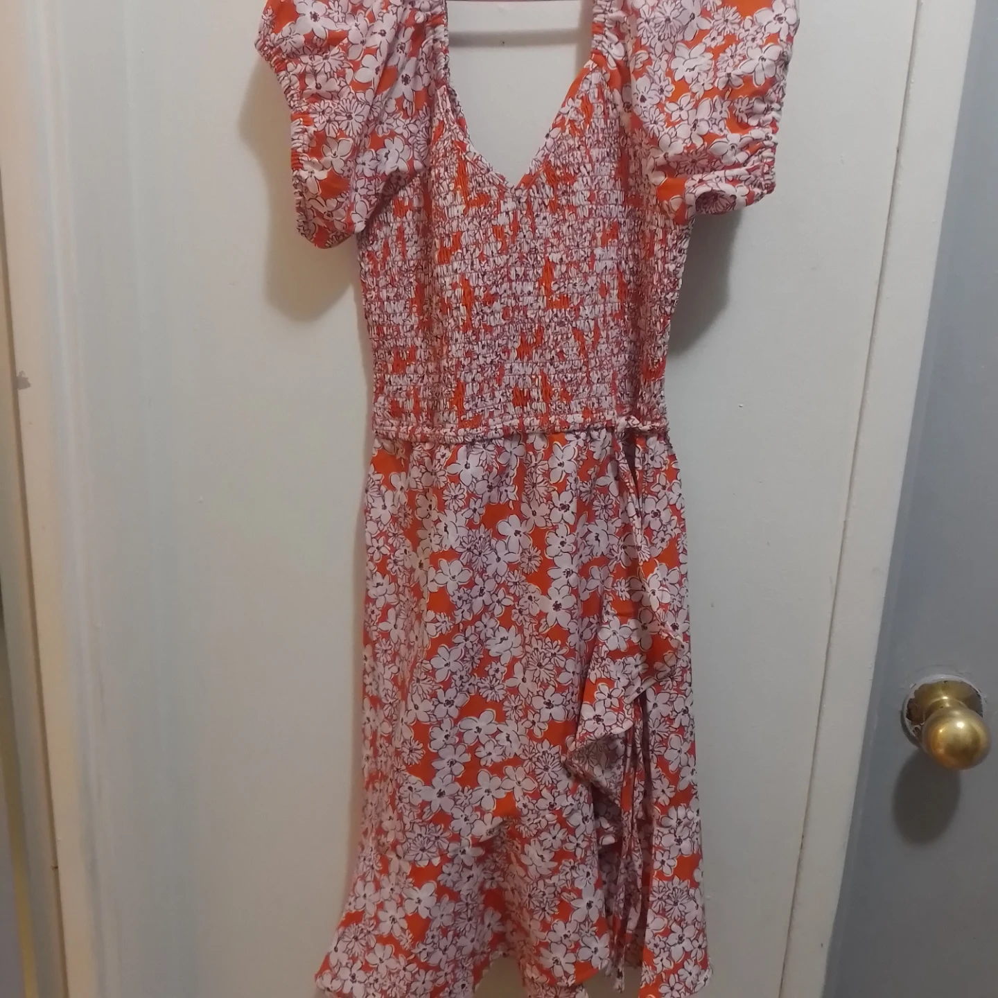Orange Floral Print Ruffle Dress - photo 5