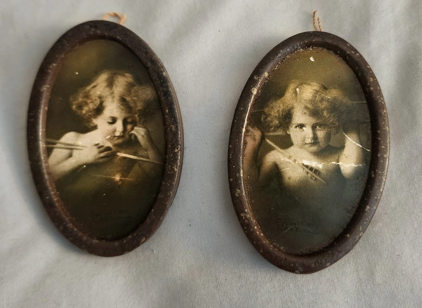 2 Vintage CUPID ASLEEP//CUPID AWAKE Prints.. very old