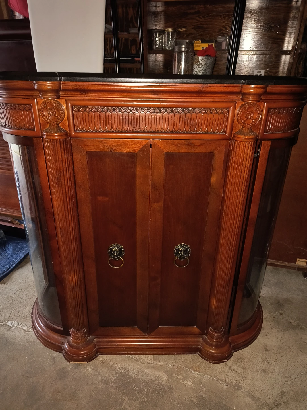 Vintage 1990s Bombay-Style Demi-Lune Marble Top Credenza - photo 2