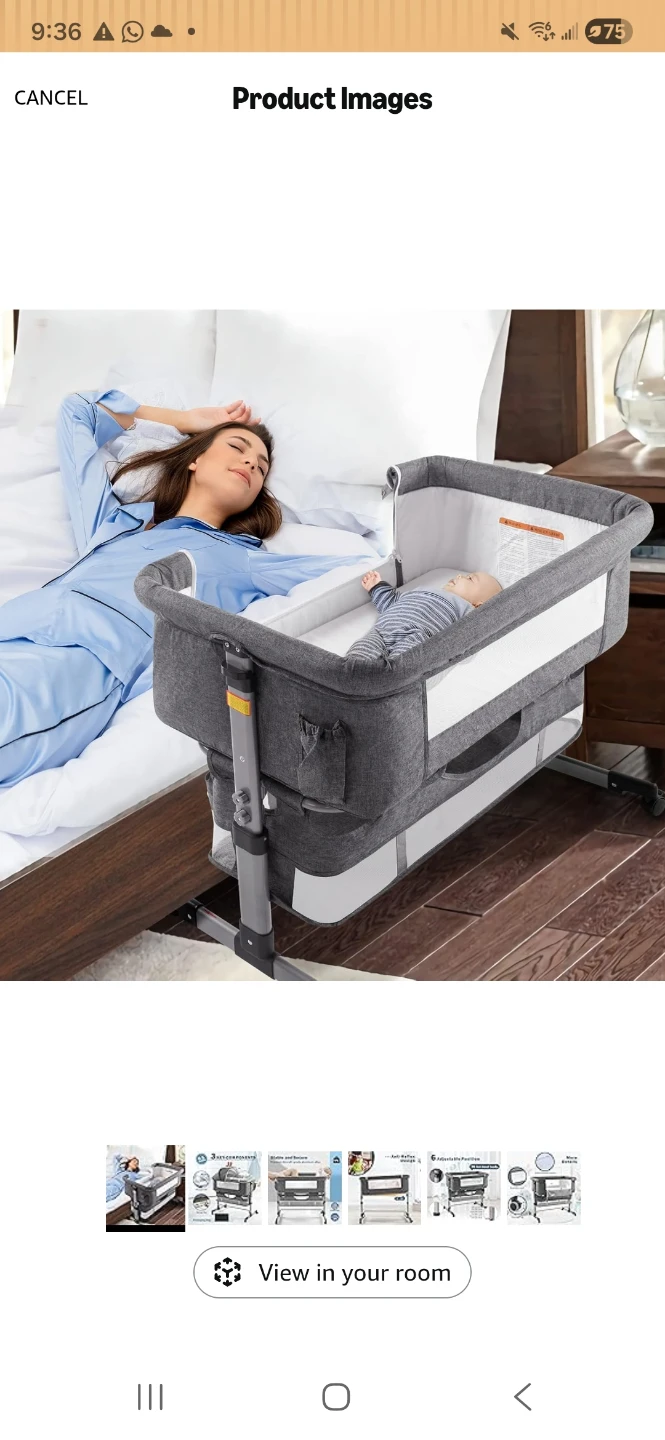 Grey Bassinet with Adjustable Height