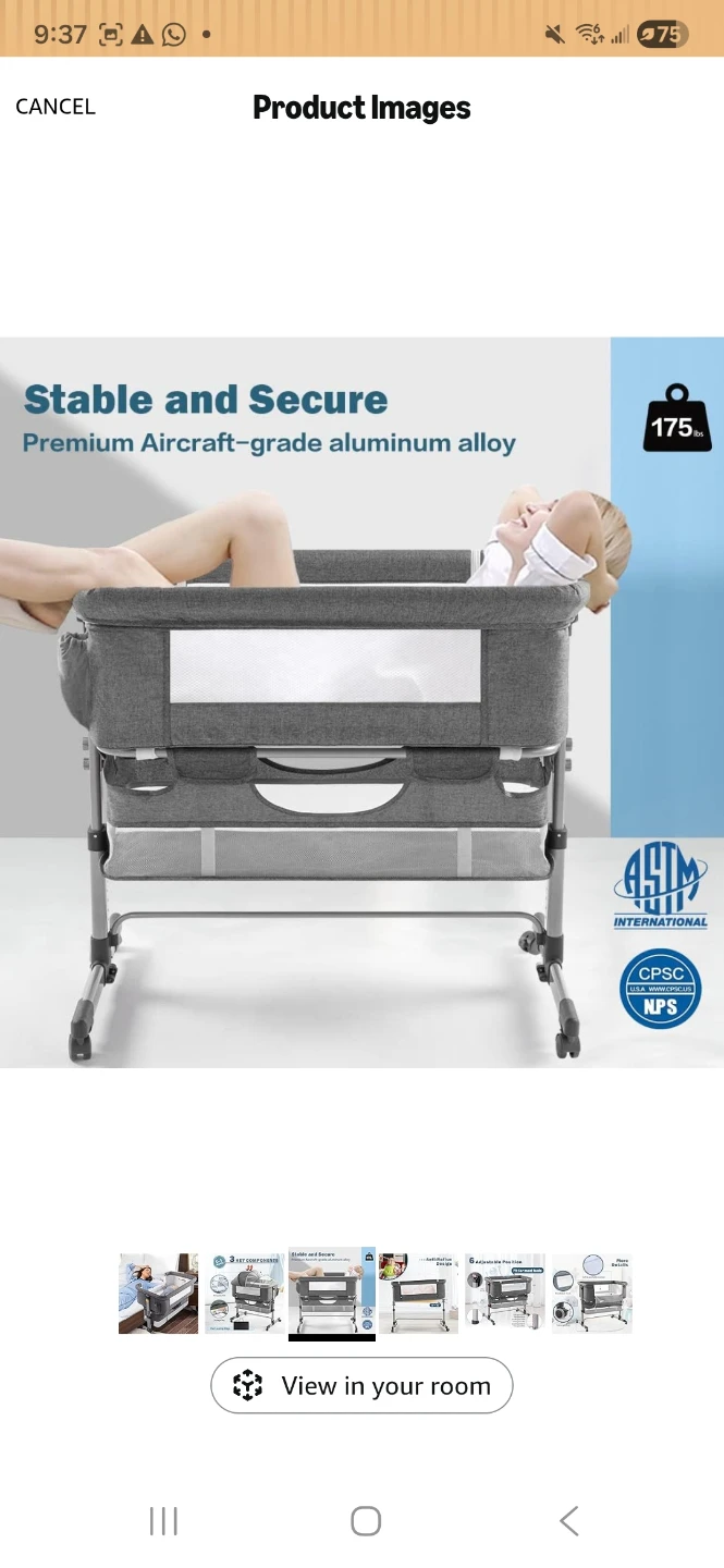 Grey Bassinet with Adjustable Height - photo 2