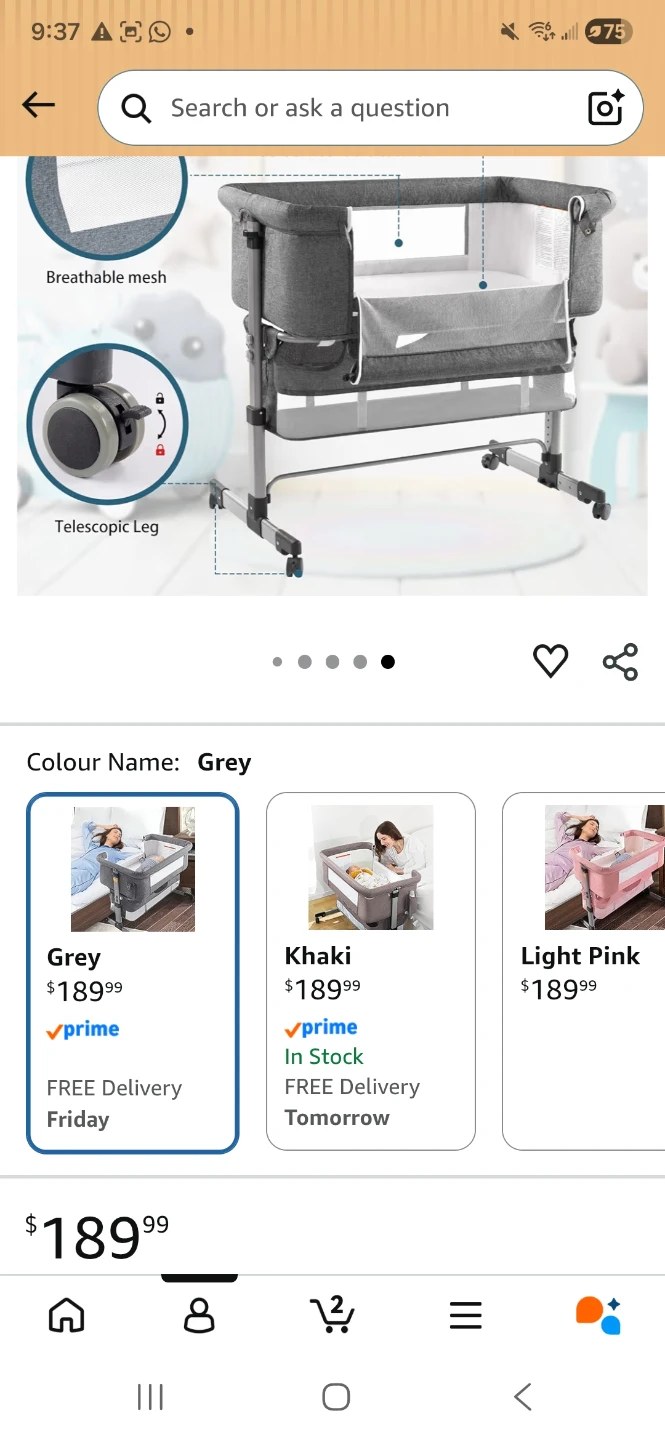 Grey Bassinet with Adjustable Height - photo 5