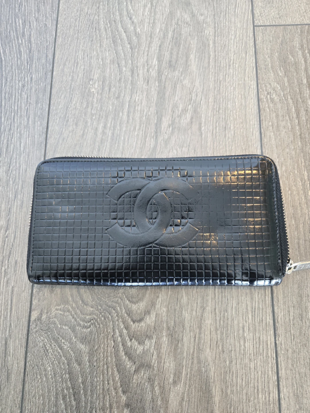 Black Chanel Zip Around Wallet