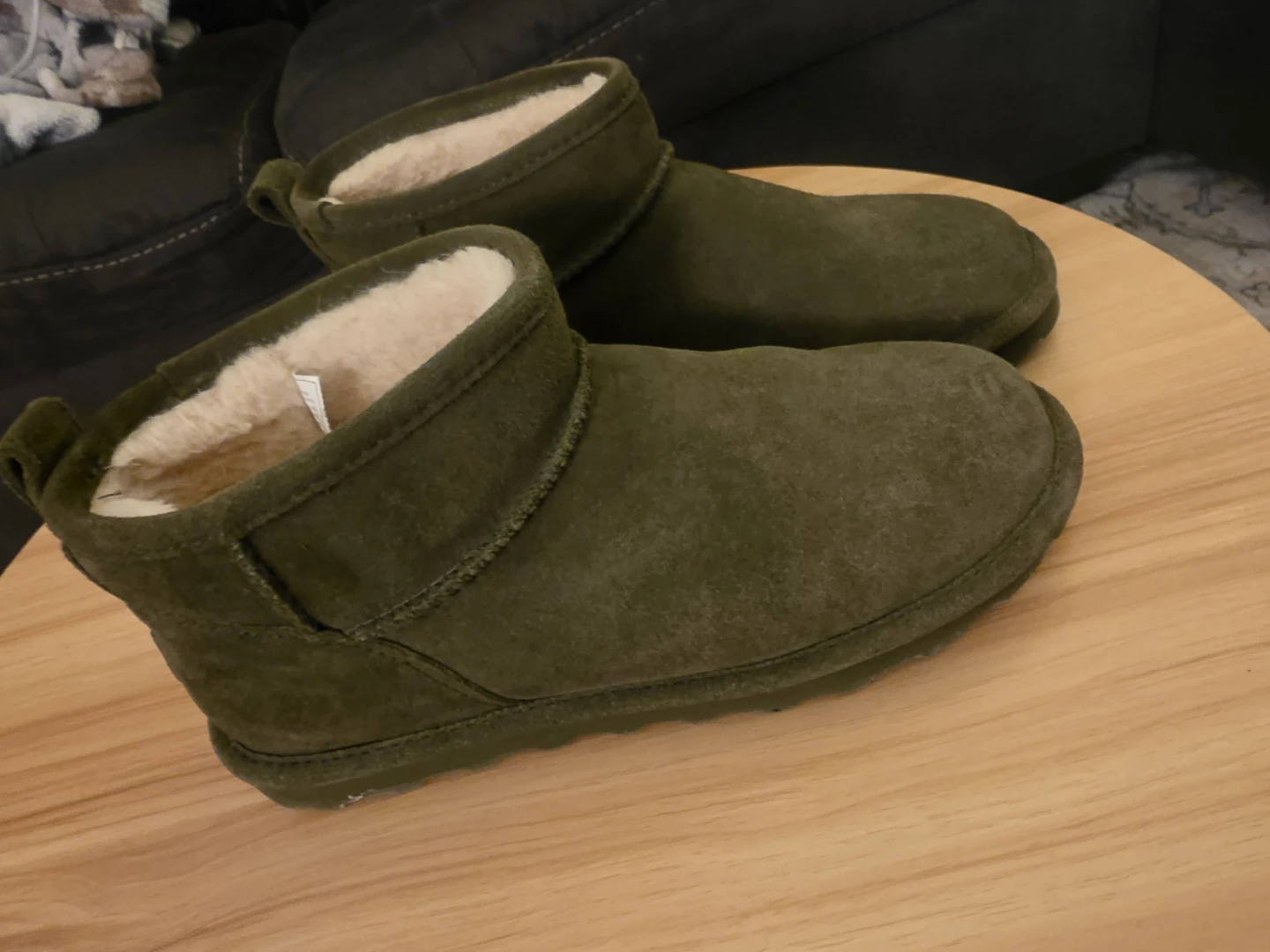 Bearpaw Women's Suede Sheepskin Boots - Olive Green - Size 10