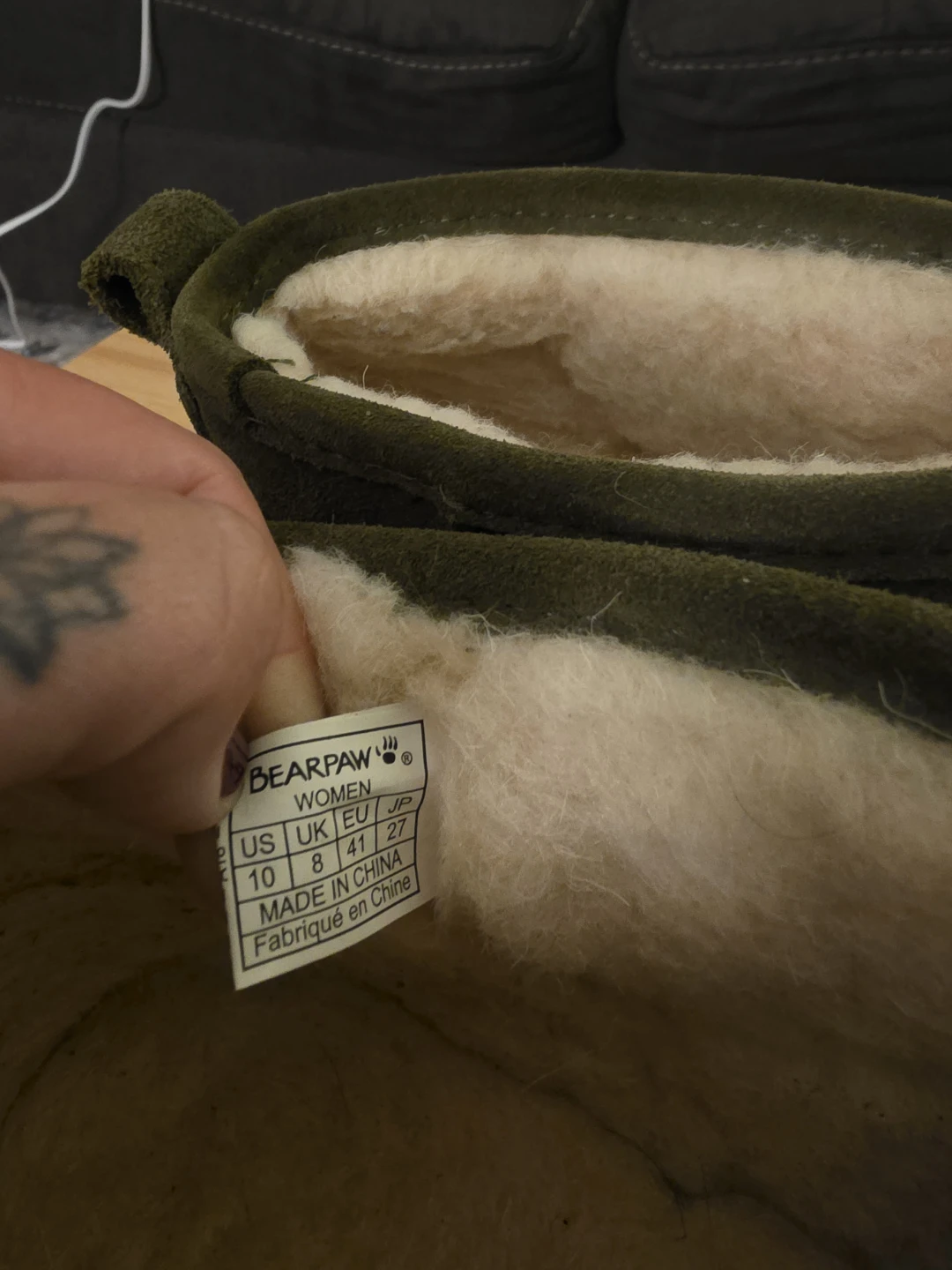Bearpaw Women's Suede Sheepskin Boots - Olive Green - Size 10 - photo 3